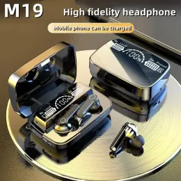 M19 TWS Earphone Bluetooth Intellignte Touch Control Wireless Bluetooth Conversion Compating Waterphone LED مع MIC