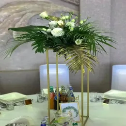 40cm ~ 130cm) 골드 메탈 키 큰 칼럼 직사각형 꽃 꽃병은 웨딩 파티 장식을위한 웨딩 캔들 라브라 중앙 장식품