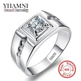 Anello da uomo Yhamni Classic Set 6mm 1 Carat Cz Diamond Engagement Anello 925 Anello nuziale in argento solido per uomini gioielli interi RJ29N303B