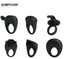 Pretty Love Silicon Vibrating Cock Ring Penis Ring Vibrator Cockring Sexiga leksaker för män Par Vuxen Toy Anillo Vibrador4588490