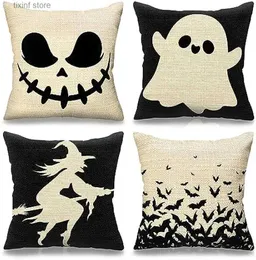 Pillow Case Halloween Case Decoration Indoor Bat Bat Linen Cushion Cover Sofa Dekoracja Case 50*50 Dekorat T240309