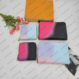 M81340 M81388 ZIPPY WALLET CANVAS 실제 소 가죽 가죽 여성 남성 남성 남성은 도시 색상 그라데이션 일출 파스텔 현금 카드 가방 195x