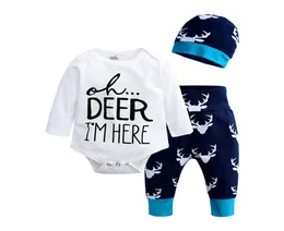 Set di vestiti per neonati Neonato Ragazzo Ragazza Top a maniche lunghe Pantaloni lunghi Cappello 3 pezzi Abiti Set Vestiti Abbigliamento natalizi per bambini8423624