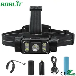 Boruit 8000lm Poffient LEDヘッドランプ18650/21700/3AバッテリーUSB-C充電式ヘッドトーチ釣り作業ヘッドライトキャンプランタン240227