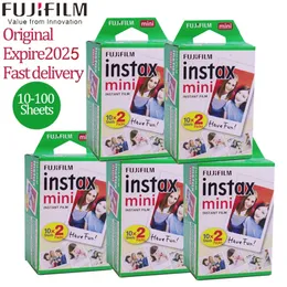 10-100 أوراق Fujifilm Instax Mini 11128940Link 3 بوصة أفلام حافة بيضاء للكاميرا الفورية Mini 8 7S 25s 90 PO Paper 240229