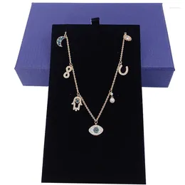 Collane con ciondolo Occhio del diavolo Palma fortunata Cristallo di Swarovski Collana a ferro di cavallo con catena regalo per ragazza Gioielleria di moda