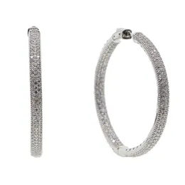 Ny Micro Pave CZ Big Hoop Earring 25mm 50mm 2 storlek Fashion Jewelry Cubic Zirconia Shiny Silver Plated Classic Jewelry251D