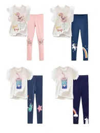 Комплект из двух предметов для детей, комплект одежды для девочек, летняя футболка с мультяшным принтом для маленьких девочек и брюки, леггинсы, одежда, 2 шт. 210803608599