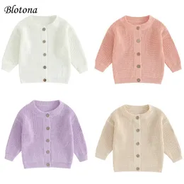 Blotona Baby Boys Girls Cardigan Autumn Spring Cotton Sweater Top Kids Children Clothing Button Up Knitwear Jacket 240301