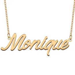 Monique Name Necklace Custom Nameplate Pendant for Women Girls Birthday Gift Kids Best Friends Jewelry 18k Gold Plated Stainless Steel