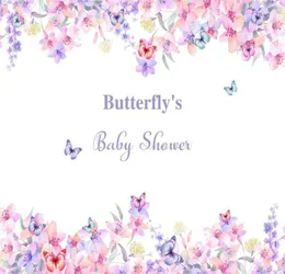 Farfalle Baby Shower Compleanno Banner Pography Fondali Fiori colorati ad acquerelli Vinile Po Booth Sfondi per bambini5040112711709