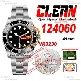 41mm 124060 VR3230 Automatisk herrklocka Clean CF No Date Ceramics Bezel Black Dial 904L Steel Armband Super Edition Samma seriella garantikort PURETIME STARBUCKS