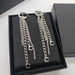 2022 Top quality Charm drop earring with tassel design in platinum color plated for wedding jewelry gift have box stamp PS7716263Z