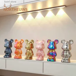 Dekorative Objekte Figuren NORTHEUINS Keramik Luxus Gewalt Bär Figuren Bunte galvanisierte Teddybär Sammlung Artikel Wohnzimmer Dekor Ornamente T2