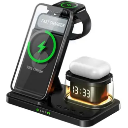 Novo 5 em 1 dobrável carregador sem fio estação de carregamento magnético carregador de telefone de mesa para iphone iwatch série 15w doca de carga rápida