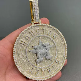 Ciondolo con ciondolo a forma di piatto rotondo personalizzato con gemme Aaa Ciondolo in moissanite Vvs in oro 10k 14k personalizzato per collana