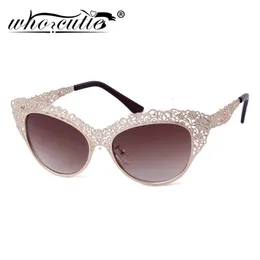 Cat Eye Sunglasses Women Baroque Flower Hollow Metal Frame Brand Designer Vintage Retro Cateye Sun Glasses Lady Shades S086 240226