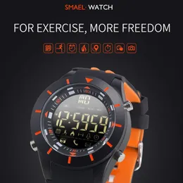 Smael Digital WristWatches防水ビッグダイヤルLEDディスプレイストップウォッチスポーツ屋外ブラッククロックショックLED WATTH SILICONE MEN 8002 C246F