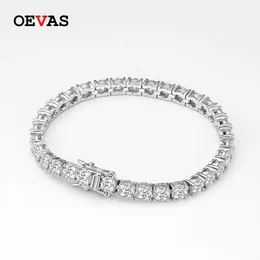 Oevas 100 ٪ 925 Sterling Silver 3/4/5mm Gemstone Bangle Charm Tennis Tennis Bracelet Fine Jewelry Wholesale 240305