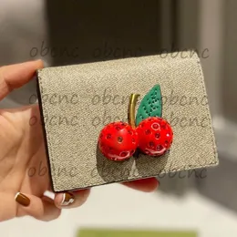 Fashionabla kvinnliga plånböcker av hög kvalitet körsbärsdekoration design män plånbok mynt pursar korthållare252l
