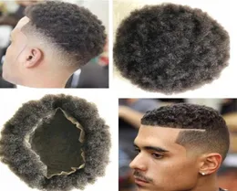 Afrikalı Amerikalılar Afro Kinky Curl Brezilyalı Remy İnsan Saç Değiştirme Erkek Toupee Tam Dantel Ünitesi Renk Siyah Erkekler İçin 1B Fast Ex572447