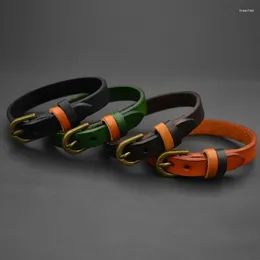 Braccialetti con ciondoli Bracciale rigido con fibbia in lega semplice alla moda Bracciale da polso in pelle verde marrone nero da 6 "-8" polso