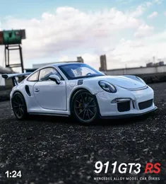 Ny 124 911 GT3 RS Blue Car Eloy Car Model Simulation Car Decoration Collection Gift Toy Die Casting Model Boy Toy223O2572229