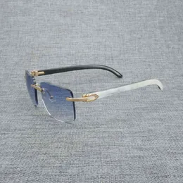 Fabbrica diretta in legno naturale da uomo nero bianco corno di bufalo occhiali da sole vintage senza montatura quadrati Oculos Gafas accessori KBMZ3534