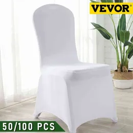 Vevor 50 100pcs كرسي الزفاف يغطي Spandex Stretch Slipcover للمأدبة مطعم El Dining Party Cover 211105263E