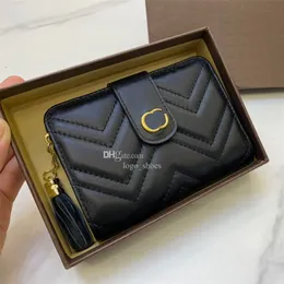 カジュアルなタッセル装飾革の財布バッグジッパーショートマネークリップ女性デザイナーミニポータブル財布with2551