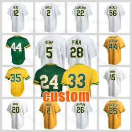 Custom Men Women Youth Oakland''Athletics''24 Rickey Henderson Jersey 33 Jose Canseco Baseball 28 Manny Pina Reggie Jackson Oaklands Brent Rooker McGwire Tyler Wade