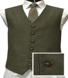 2019 최신 Emeral Green Wedding Groom Vest Wool Herringbone Tweed Vests Groomsmen Vest Mens Suit Vest Prom Blazers Waistcoat PLU3537820