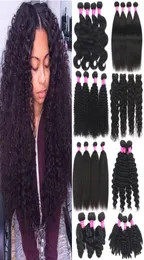 Cabelo virgem brasileiro pacotes onda corporal em linha reta onda solta encaracolado 100 cabelo humano não processado tece peruano malaio indiano hai38671143