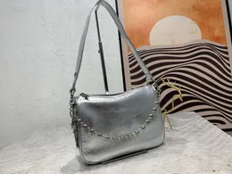 Borse da sera porta carte borsa a tracolla in pelle all'ingrosso argento con catena portafoglio moda onda borsa in pelle bovina