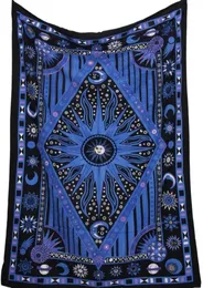Blue Sun and Moon Mandala Tobestry Planet Indian Wall wiszący Tabel Tobestry i Rhombus Tapiz Mandalas Tippie Tapestry18776457391