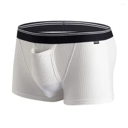 Cuecas masculinas sexy u convexo bolsa rosqueada respirável confortável boxer briefs gunmetal shorts separados solto roupa interior diária