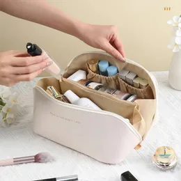 Borse per cosmetici Trucco da viaggio portatile Custodia per trucco impermeabile in pelle solida di grande capacità per borsa da toilette da donna Kit da toilette multifunzionale