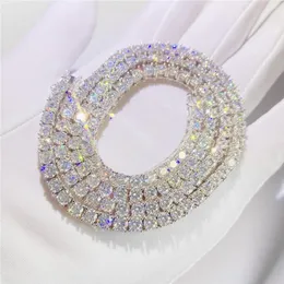 سلاسل 100 ٪ S925 Sterling Silver 3mm D Color Moissanite Tennis Chain Necklace for Men Hiphop GRA Certificate275C