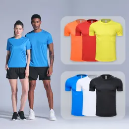 Shirts Quick Dry Gym Shirt Men Summer Women's Sportswear Running TShirts Sport Female Tops Jogging Tops Loose Training Short Sleeves