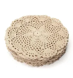 12st Vintage Cotton Mat Round Hand virkade spetsar Doilies Flower Coasters Lot Hushållsbord Dekorativa hantverk Tillbehör T20056883569