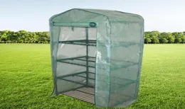 Garden Greenhouses 4 Shelves Green house Foldable Iron tube With PE mesh cloth cover Greenhouse Portable Mini Outdoor Fower House 9724661