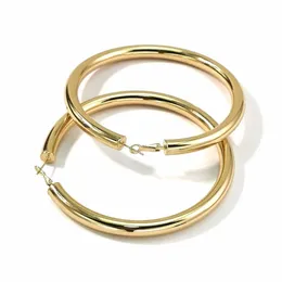 90mm Diameter Wide Copper Hoop Earrings Unique Round Metal Statement Big Earrings For Women Jewelry UKEN 240301