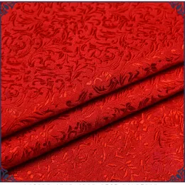 Elbiseler 75x 100cm Metalik Jakard Brocade kumaş, Kırmızı Buğday Çiçek Deseni 3D Jakar İplik Boyalı Kumaş Kadınlar Ceket Elbise Etek