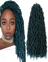 Ombre Green Blue Curly Crochet Hair Synthetic Braiding Extension Wavy Goddess Faux Locs 18 Inch Soft Dreads Dreadlocks 2204029521077