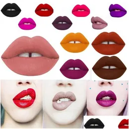 Szminka hurtowa-20 kolory y nawilżanie Veet Matte Liquid Lipstick Makeup Lip Gloss kosmetyczny plama dla upuszczania dostawy zdrowie Piękno Dhwng
