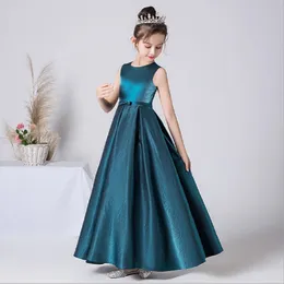 Dideyttawl Ärmelloses Blumenmädchenkleid, Partykleid für Satin, Junior-Konzert, formelle, elegante Bankettkleider 240223