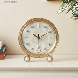 Desk Table Clocks Table Clock Ornaments Living Room Family Bedside Table Desk Decorations Aesthetic Creative Retro European Style Silent Clocks T240309