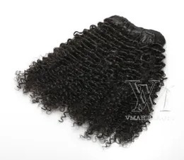 Vmae Peruvian Afro Kinky Curly Click in Human Hair Extension 3A 3B 4A 4B 4C Clip w 120G Natural Color2353774