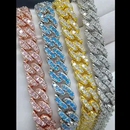 4 colori per le opzioni 12mm 16 18 20 pollici placcato oro Ice Out CZ Stone Miami Collana a catena cubana gioielli per uomo donna322w