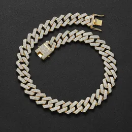 힙합 Domineering Cuban Chain 20mm Three Row Diamond Mens Big Gold Chain Full Diamond Personalized Bar Cuban Chain